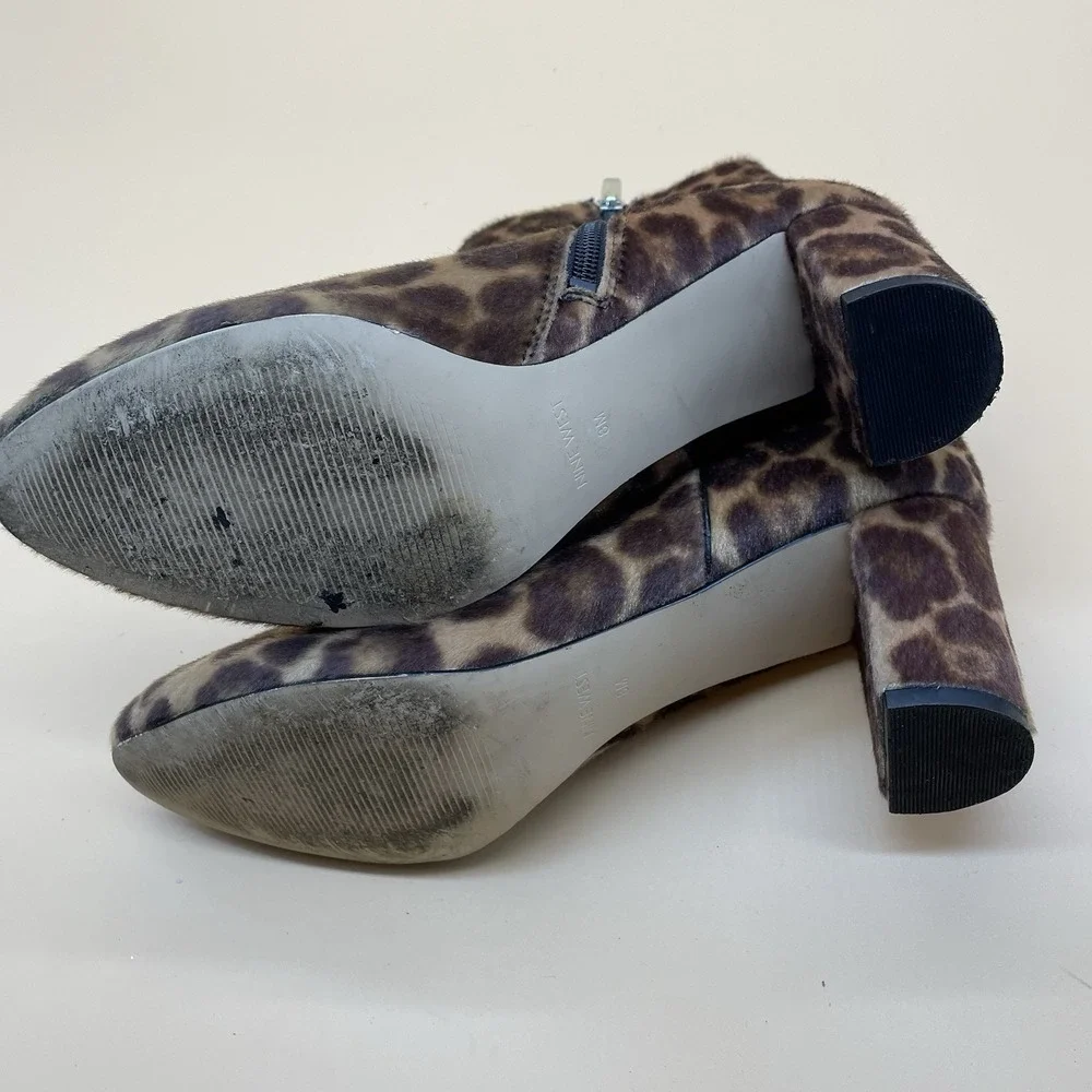 Nine West Faux Fur Cheetah Heeled Boots Size 8 M‎